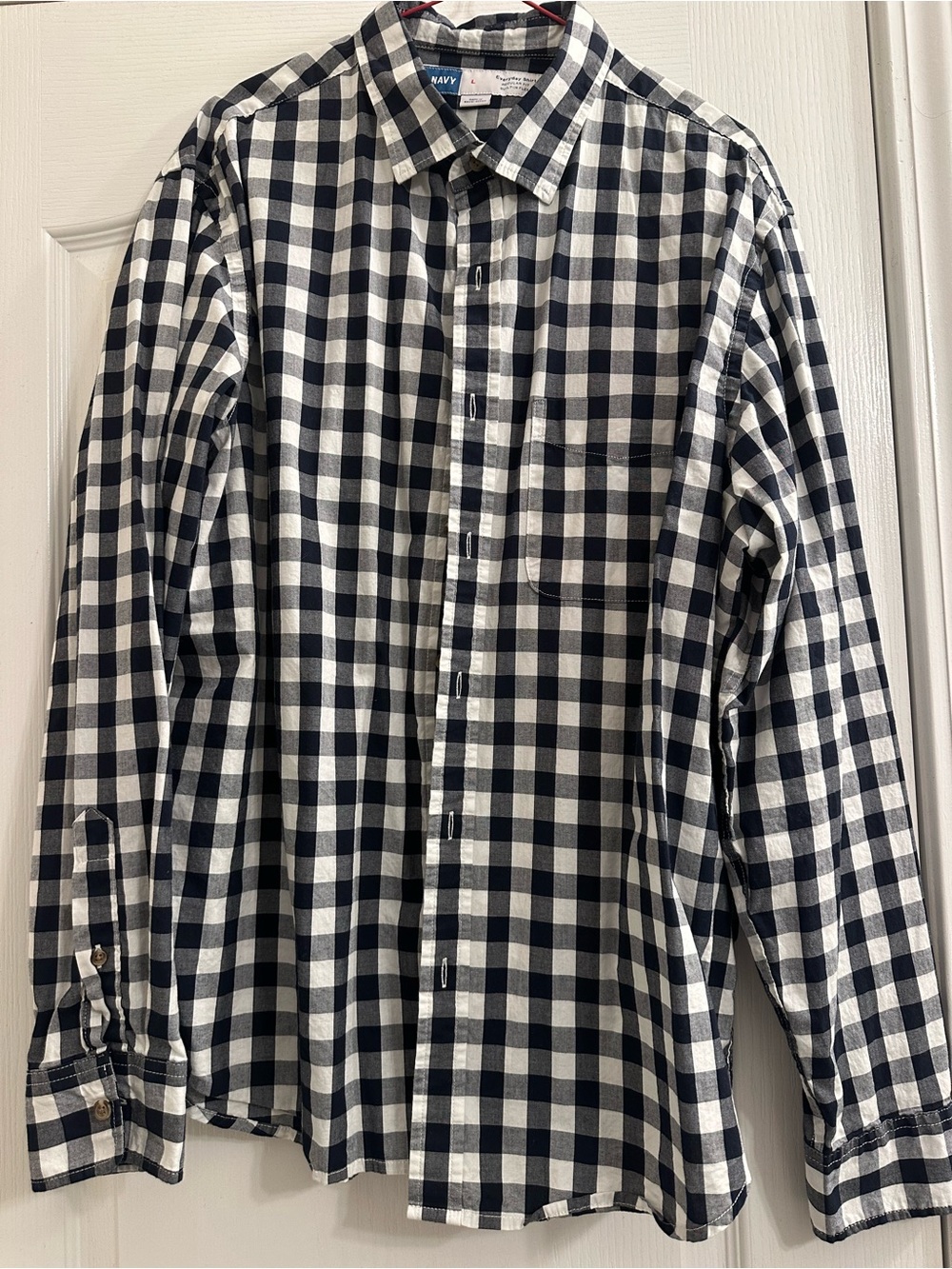 Old Navy Dark Blue and White Checked Button-Down Shirt